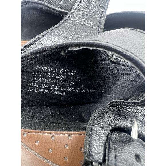 Bare Traps Leather Porsha Mule Size 6.5M Black Strap Buckle 2.25" Wedge Slip On - Picture 5 of 7